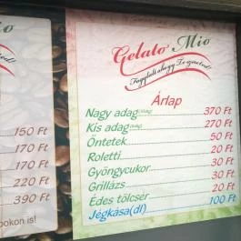 Gelato Mio Fagylaltozó Sátoraljaújhely - Étlap/itallap